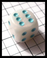 Dice : Dice - 6D Pipped - White Pearl with Blue Aqua Pips - FA collection buy Dec 2010